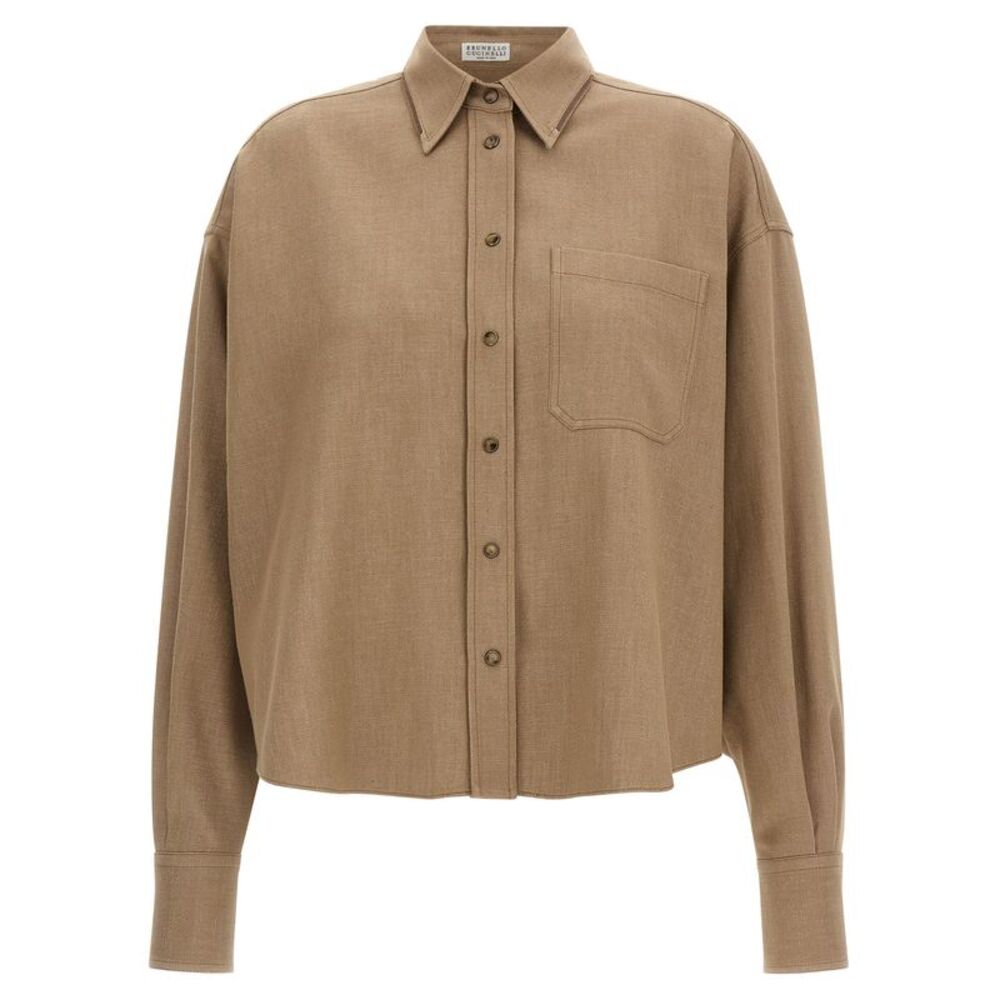 Brunello Cucinelli Beige Cotton Women's Blouse